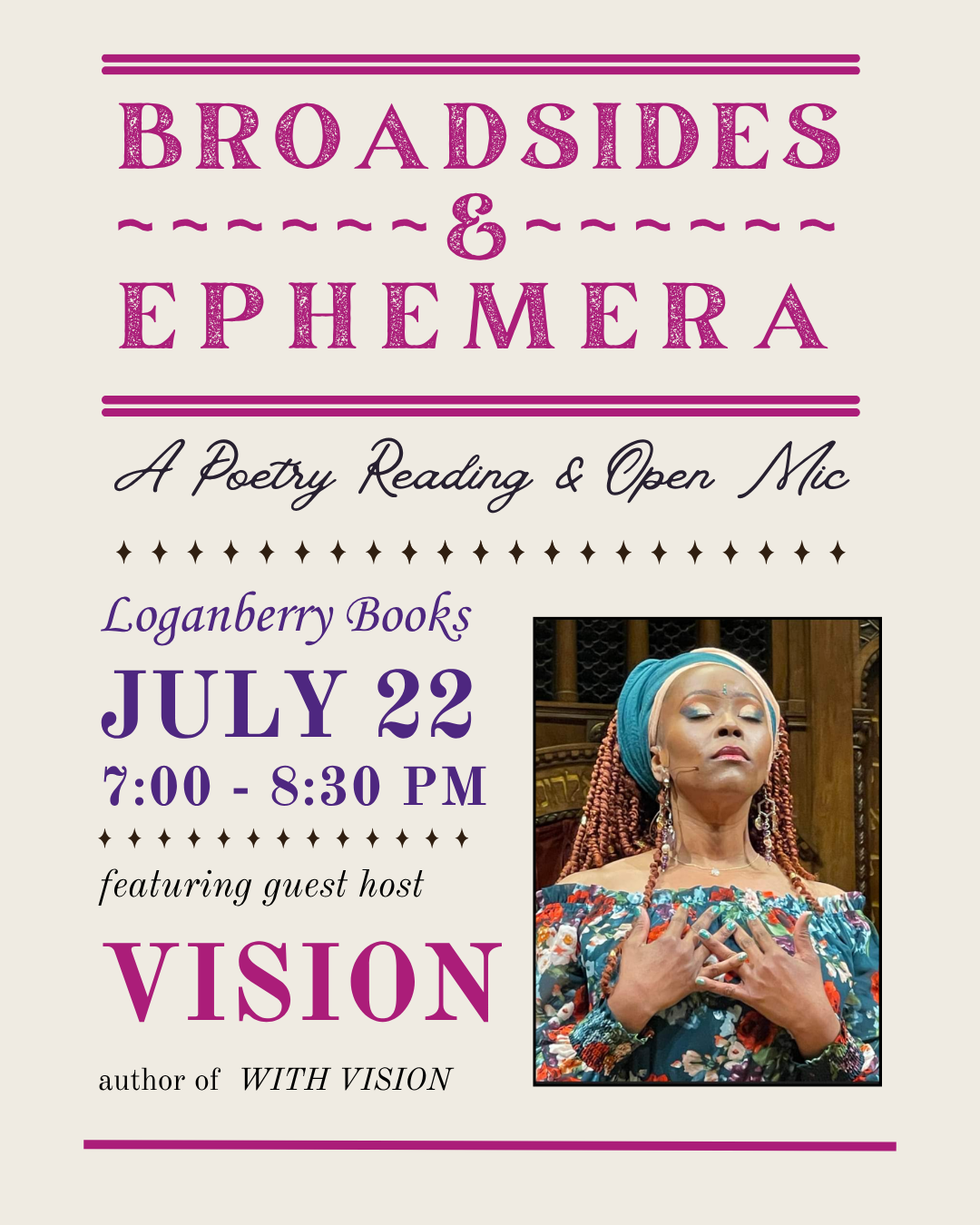 broadsides & ephemera with vision, author of WITH VISION