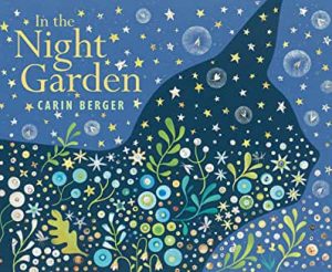 whimsical garden art on night background, Night garden