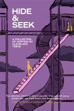 Book cover with stairs and slides on purple background by Lake Erie Ink